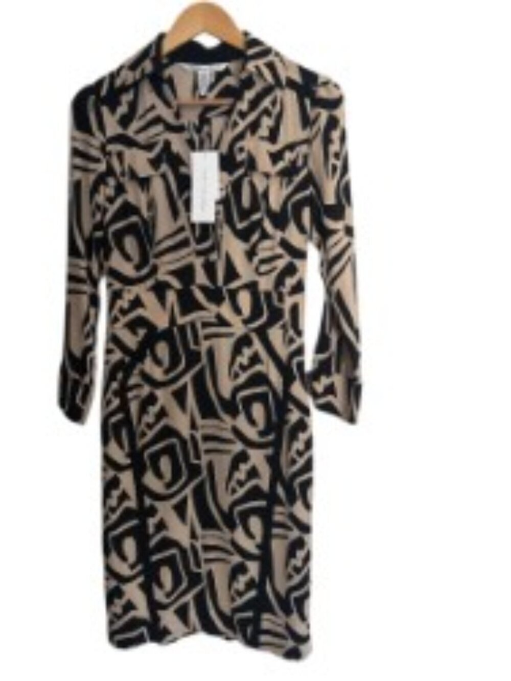 NWT Diane Von Furstenberg Small Lens Flicker Beige Dress 6